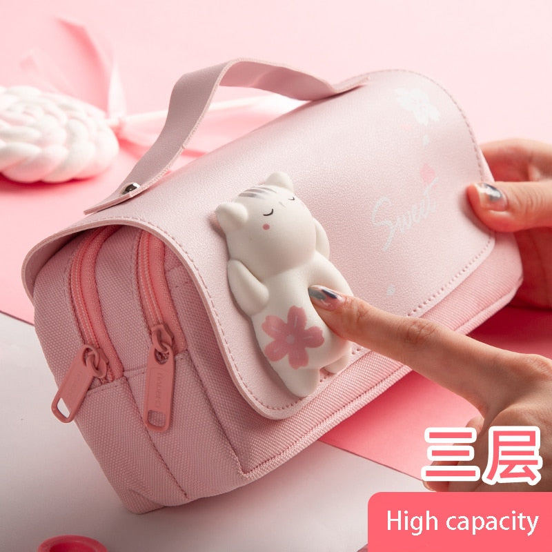 Cute Kawaii Large Capacity Squishy Pencil Case