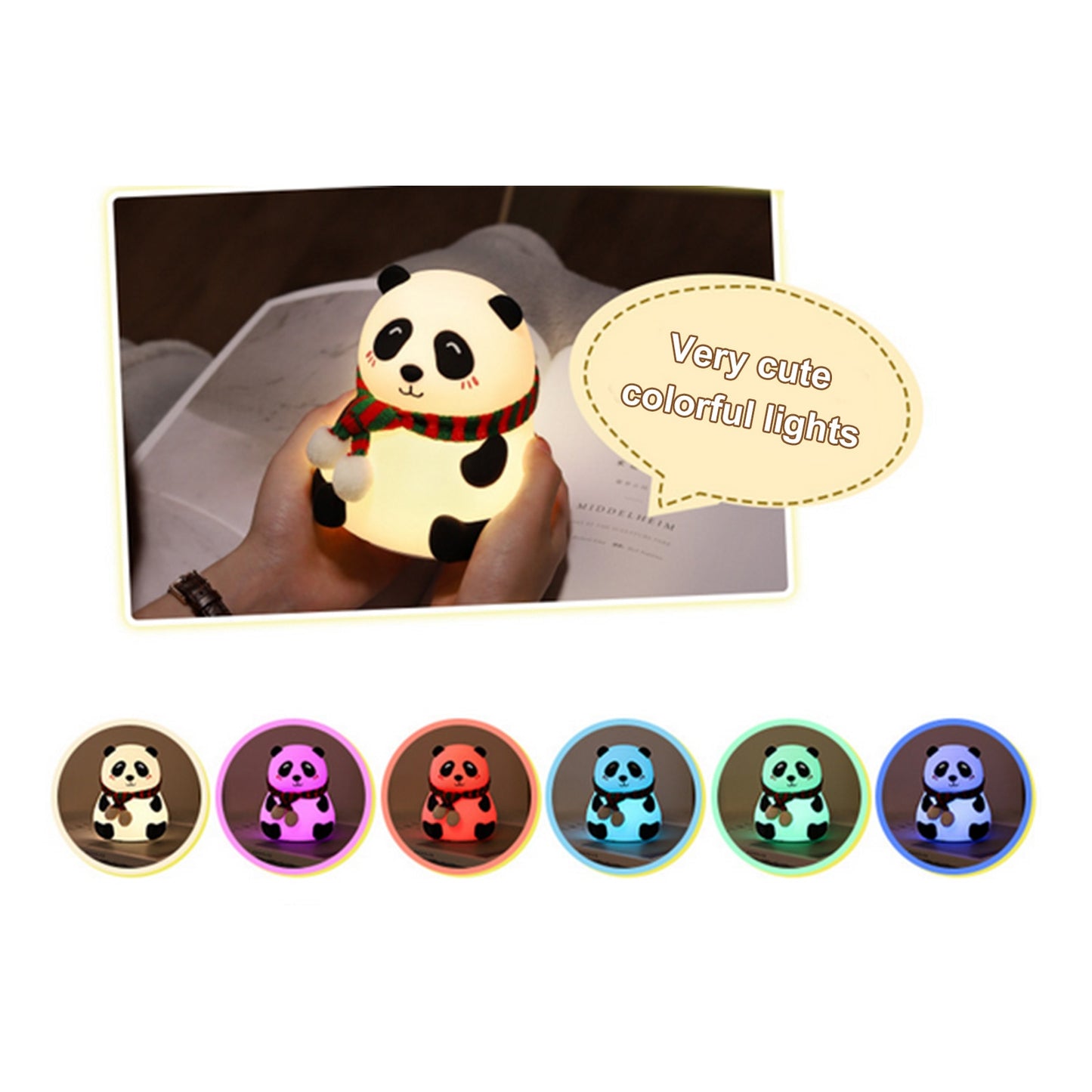 Cute Panda Touch Silicon Lamp with 7 Colour Modes